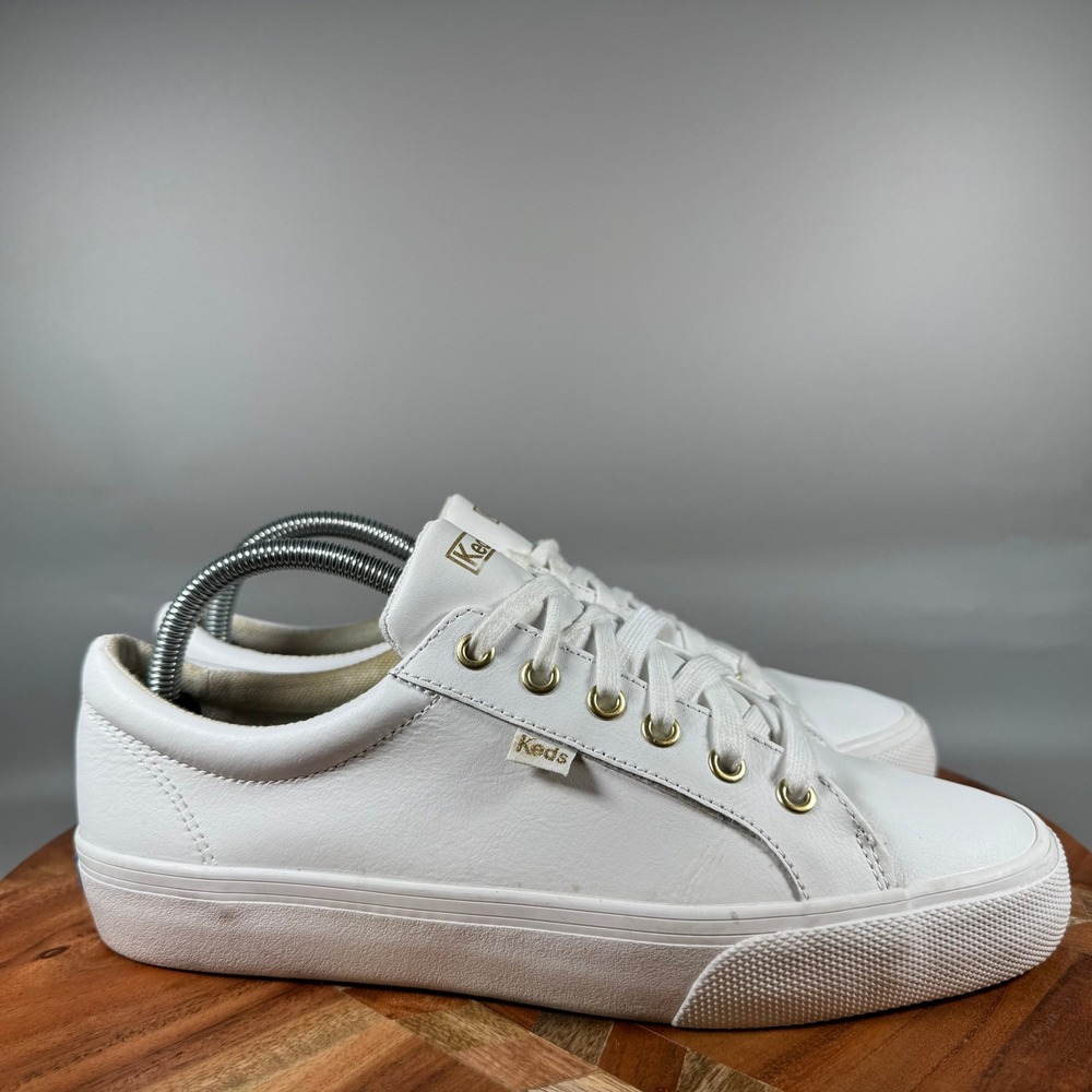 Keds Womens Jump Kick White Leather Lace Up Sneakers WH63681 Size 9.5